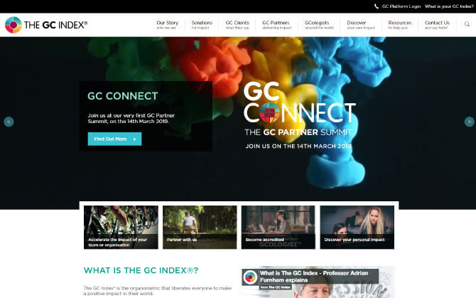 The GC Index website screenshot