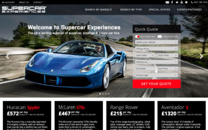 Supercar Experiences on mac - mobile