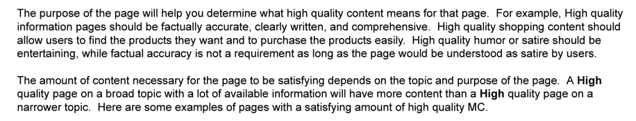 google quality content guidelines