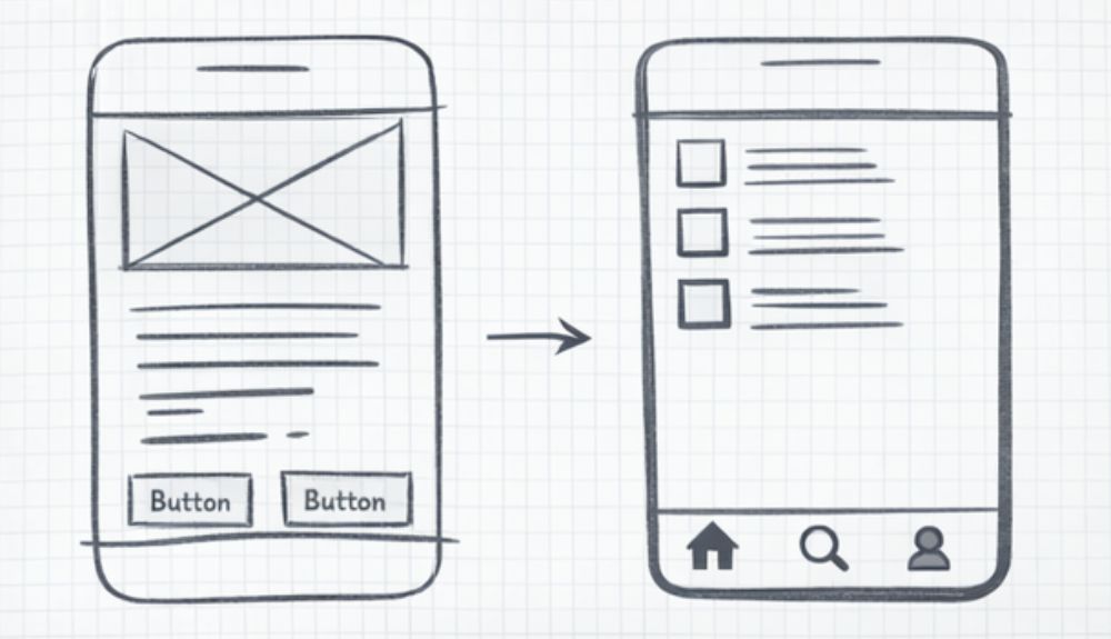 Mobile app wireframes