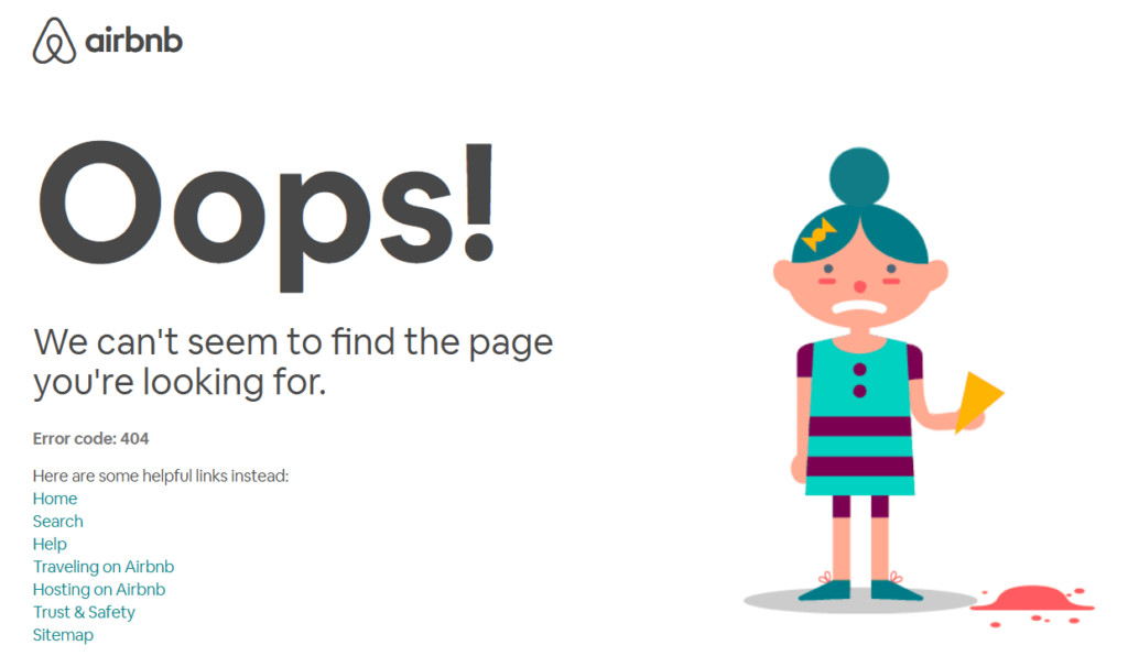 Airbnb's 404 error page template